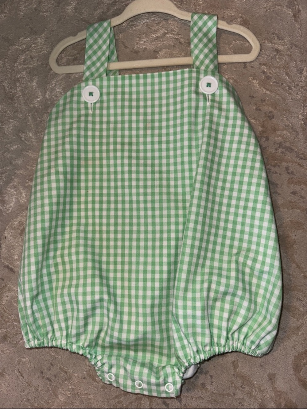 The Beaufort Bonnet Company Light Green Gingham Baby Bubble Romper